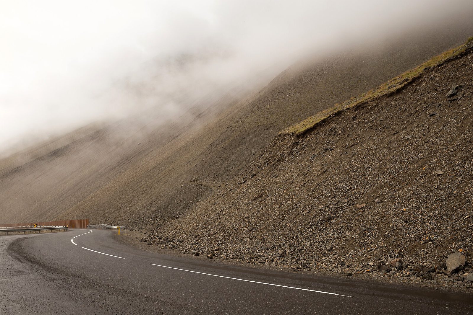 The Ring Road (Route 1) running along the coast in East Iceland